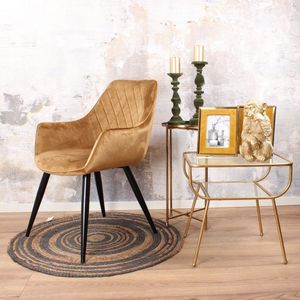 DS4U® Ravi eetkamerstoel 2.0 - kuipstoel - stoel - industrieel - met armleuning - velvet - velours - fluweel - stof - goud