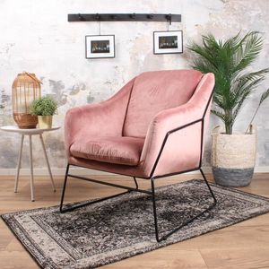 DS4U Antonio fauteuil velvet roze - roze Multi-materiaal 2557-RO18
