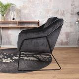 DS4U® Antonio fauteuil - sofa - velvet - velours - fluweel - stof - zwart - met armleuning