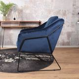 DS4U® Antonio fauteuil - sofa - velvet - velours - fluweel - stof - donkerblauw - met armleuning