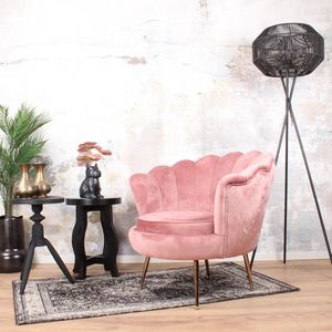 DS4U® fauteuil Feliz - stoel - lounge stoel - velvet - velours - fluweel - met armleuning - roze