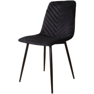 DS4U® Gaby eetkamerstoel Velvet Zwart - Luxe design - Comfortabel zitvlak - Stijlvolle toevoeging aan uw interieur - set van 4