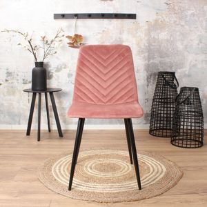 DS4U® Gaby eetkamerstoel Velvet Roze - Luxe design - Comfortabel zitvlak - Stijlvolle toevoeging aan uw interieur