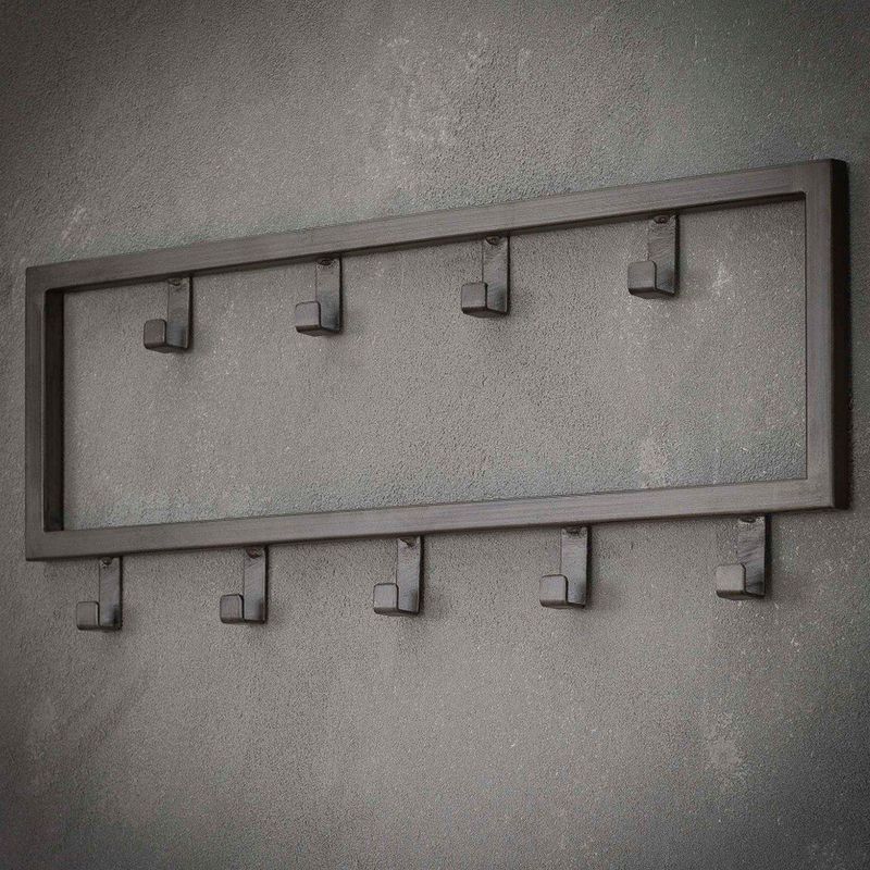 Fraaai - Kapstok - Zwart - Industrieel - 9 Haken - 50 cm