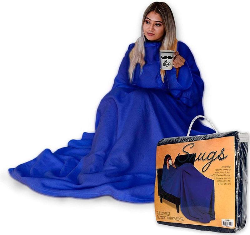 MikaMax Snuggle Rug - Plaid - Fleece Deken - Deken Met Mouwen Blauw