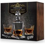 MikaMax - Twisted Whiskey Karaf - Whiskey Set - Incl. 2 Glazen en Whisky Stones - Inhoud 1L