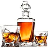 MikaMax - Twisted Whiskey Karaf - Whiskey Set - Incl. 2 Glazen en Whisky Stones - Inhoud 1L