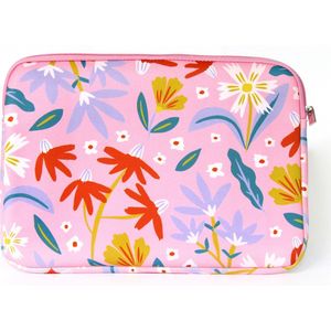 EFORYOU Sleeve voor MacBook Pro 14 / Macbook Air 13.3 met vrolijke Bloemenprint - Roze