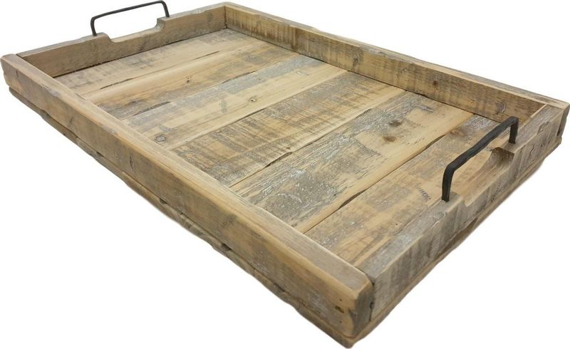 Dienblad - Rond - Wit - Hout