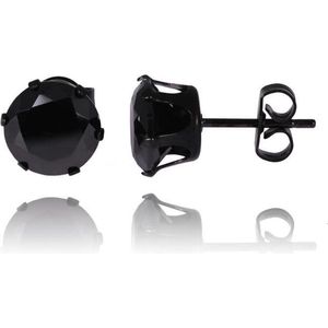 LGT Jewels Stud oorbellen Edelstaal Black Edition Round 8mm