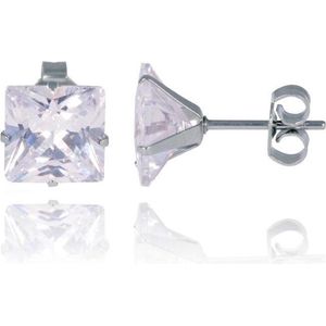 LGT Jewels Stud oorbellen Edelstaal Classic Transparent 8mm