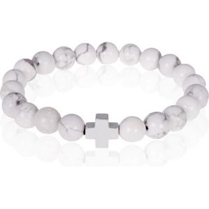 Memphis - Kralen Armband - Howliet - Zilverkleurig - Elastisch
