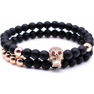 Memphis kralen armband  Agaat Skull Rose