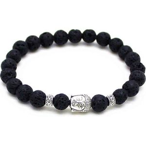Memphis kralen armband Lavasteen Buddha Silver