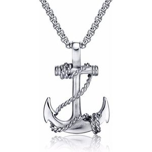 Heren ketting - Zilverkleurig - Anker Kettinghanger - Staal - Mendes