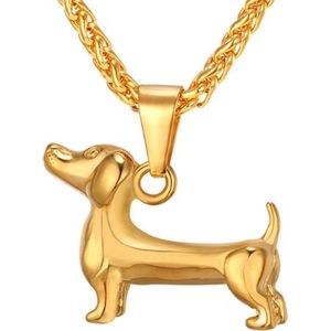 Kettinghanger - Teckel - Goudkleurig - Edelstaal - Inclusief Vossenstaart Schakel Ketting