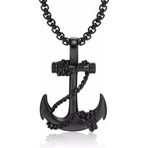Zwarte anker kettinghanger van Mendes Jewelry