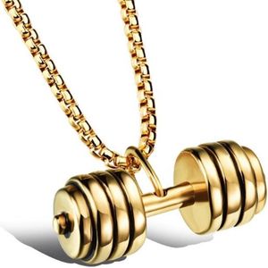 Mendes - Dumbbell - Kettinghanger - Goudkleurig - Edelstaal