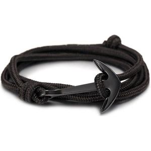 Anker armband zwart polyester koord