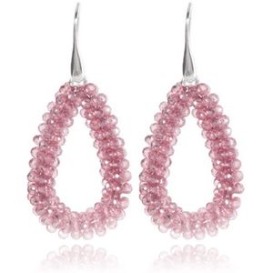 Druppel Oorbellen Stardust Roze Zilverkleurig 5.5 X 2.8cm