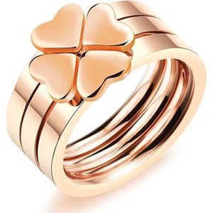 Cilla Jewels - Damesring - Roségoud - Edelstaal - Drie Partijen Hartjes