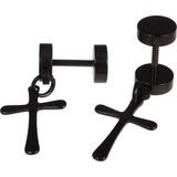 Cross Stud oorbellen Titanium Black