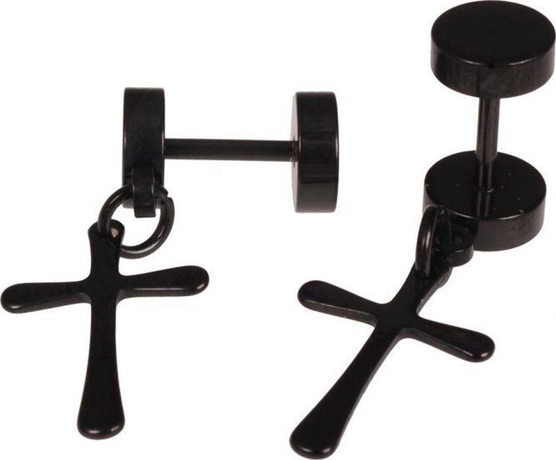 Cross Stud oorbellen Titanium Black