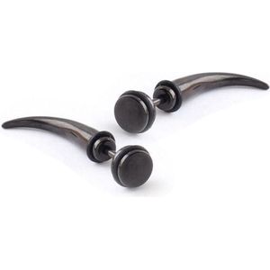 Titanium Stud oorbellen Hoorn Zwart
