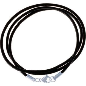 Leren ketting - Koord ketting - Heren ketting - Zwart - LGT Jewels- 2mm - 60cm