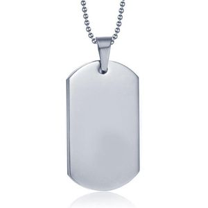Mendes Jewelry By LGT - Dogtag Ketting - Zilverkleurig - Staal - 60cm