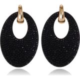 Ovale Dames Oorbellen Cilla Jewels Zwart Goudkleurig 5.5 X 3.2cm