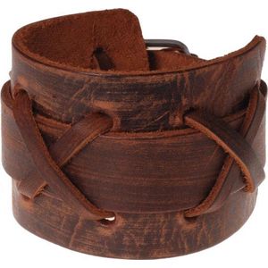 Bruine Vintage Cross leren armband