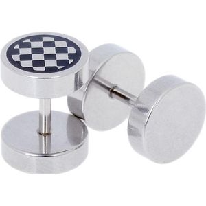 Heren oorbellen Fake Ear Plug Chess