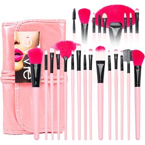 Professionele Make-up Kwastenset - 24 delig – in Luxe Etui – Roze