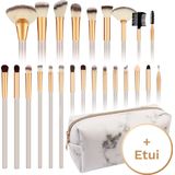 Evvie - Make up Kwasten Set - Beige - 24 delig - In Etui Marble