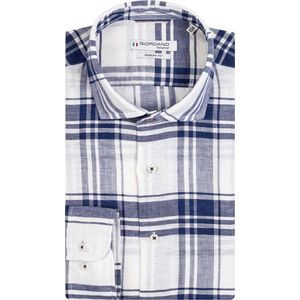 Giordano - 317839 - Casual Geruit Overhemd - Kleur 60 - 67% Linnen/33% Katoen