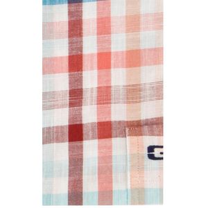 Giordano - Casual Overhemd - Korte Mouw - Wijde Fit - Blauw - Geruit - 100% Katoen