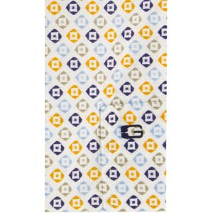 Giordano - Kort Mouwen Overhemd - Wit - Geel Blauw Print - Katoen
