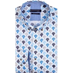 Giordano - Casual Overhemd - Blauw - Katoen - Normale Fit