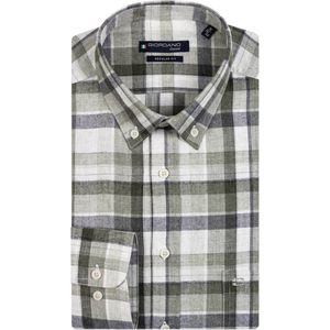 Giordano - Casual Overhemd - Groen Geruit - Katoen-Stretch
