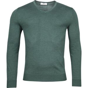 Thomas Maine Trui V-halsdonkergroen, Effen