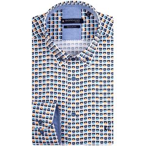 Giordano - Casual Overhemd - Blauw - Katoen - Wijde Fit