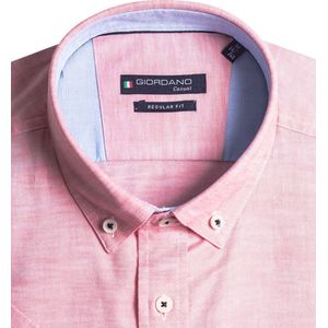 Casual overhemd Giordano korte mouw wijde fit roze effen