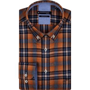 Giordano - Casual Overhemd - Oranje - Katoen - Wijde Pasvorm