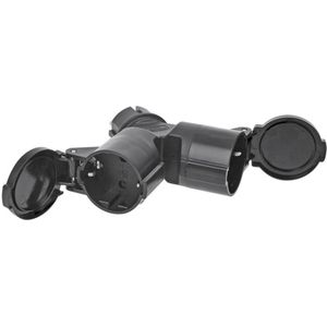 ProPlus Schuko stekker - duo splitter - 230V - zwart - IP44