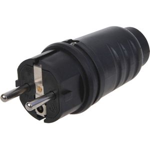 ProPlus Schuko stekker - geaard en slagvast - 230V - IP44 - zwart