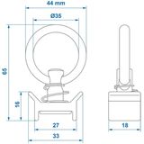 ProPlus Stud fitting voor bindrail - enkel metaal - 65 x 44 x 18 mm - 1250 kg