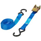 ProPlus Spanband met ratel - 5 meter - 25 mm breed - Inclusief 2 haken - Blauw