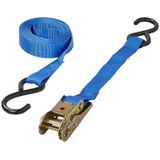 ProPlus Spanband met ratel - 5 meter - 25 mm breed - Inclusief 2 haken - Blauw