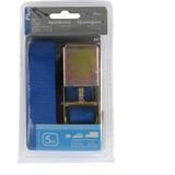 ProPlus Spanband met ratel - 5 meter - 25 mm breed - Inclusief 2 haken - Blauw